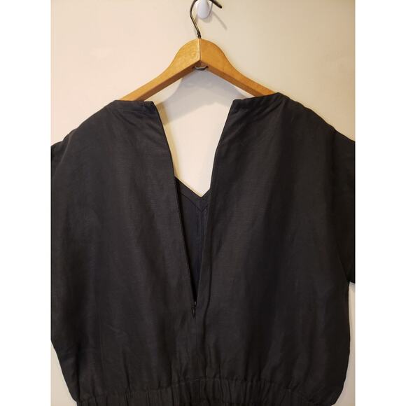 NWT Eileen Fisher Womens Linen Blend Slub Jumpsuit Black Wide Leg Cropped Large - Picture 12 of 13